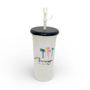 Mirage Casino Hotel Las Vegas Resort Plastic Cup Tumbler Souvenir w/Lid & Straw